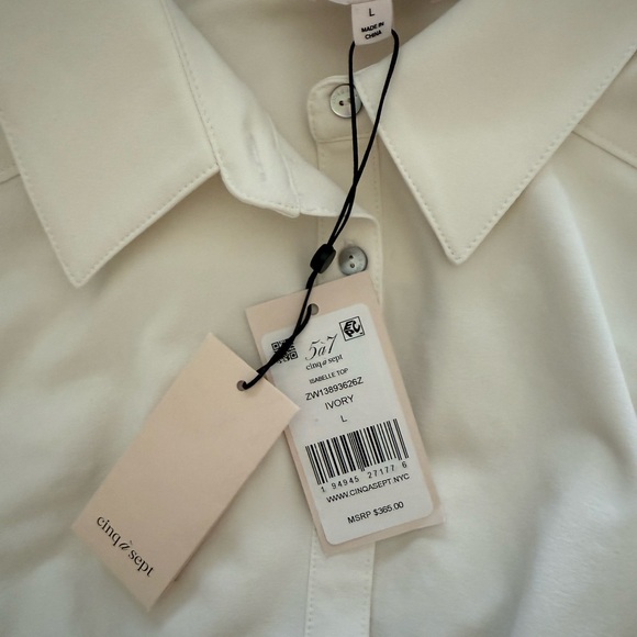 Cinq à Sept Isabelle Ruched Front Shirt Ivory Color Size Large NWT - Picture 3 of 15